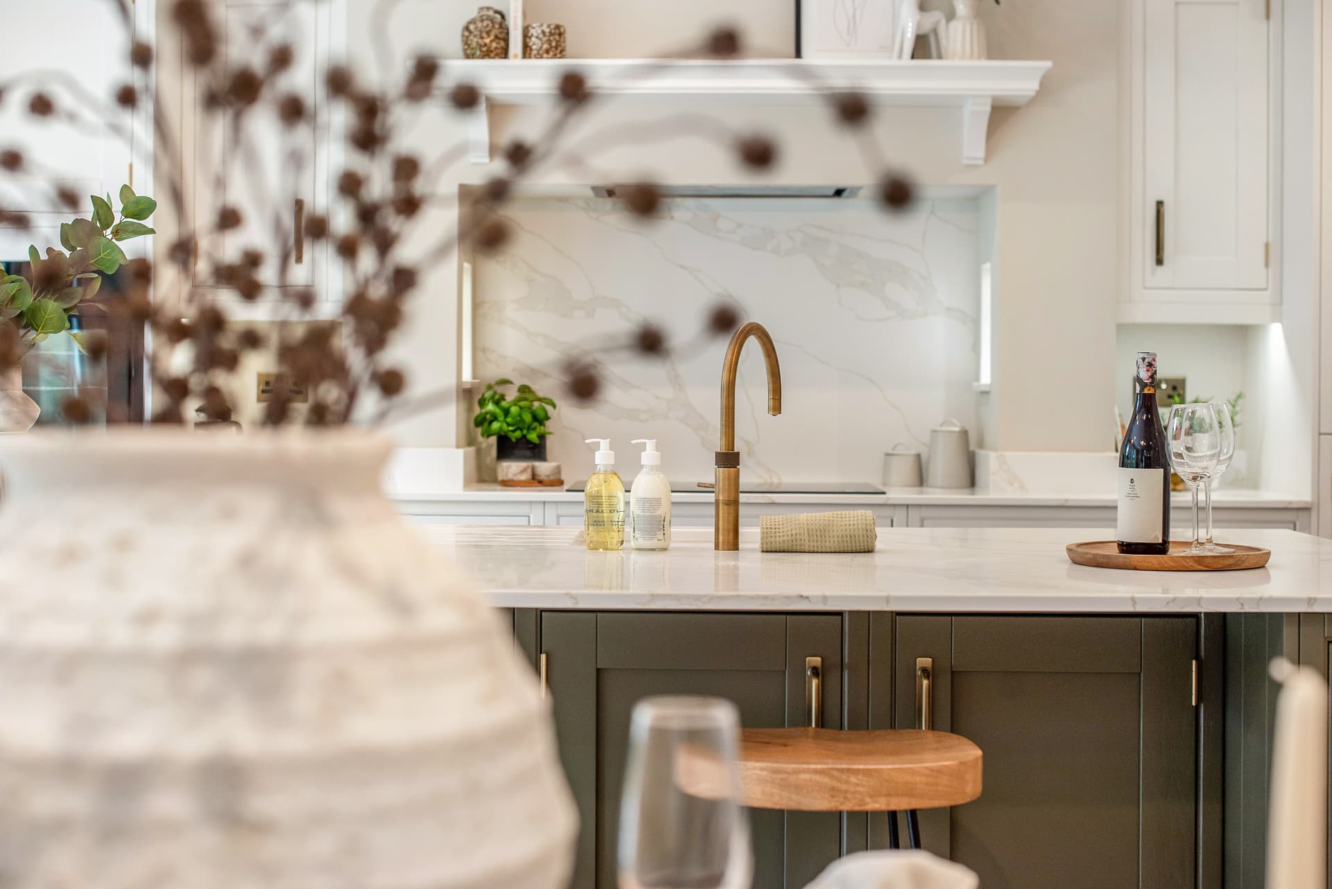 Heathcote — Kitchen detail and brass tapware